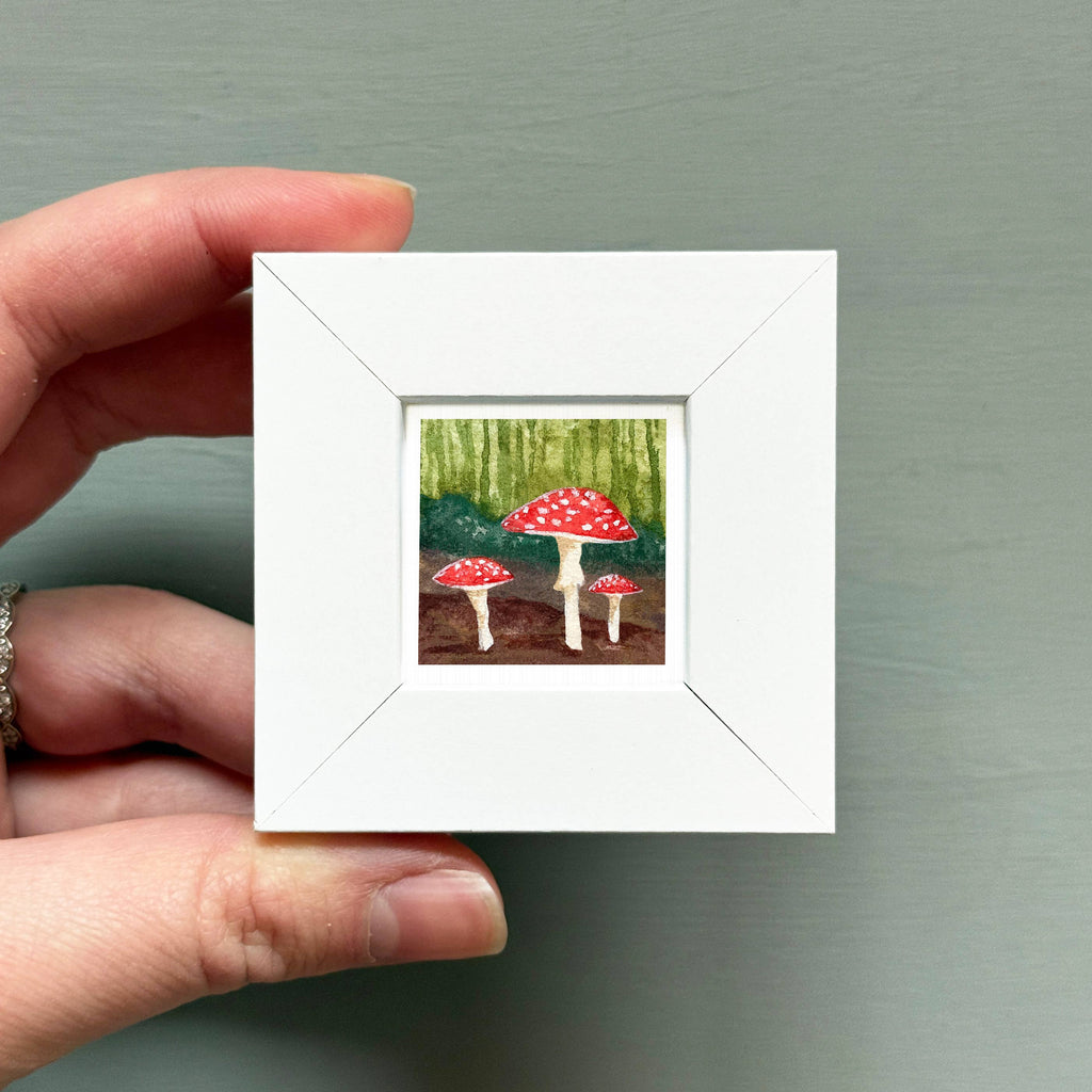 Mushroom Nature Mini Art Print - 1.5"-2.5" Framed - White Frame