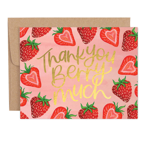 Thank You Berry Much Strawberries Greeting Card