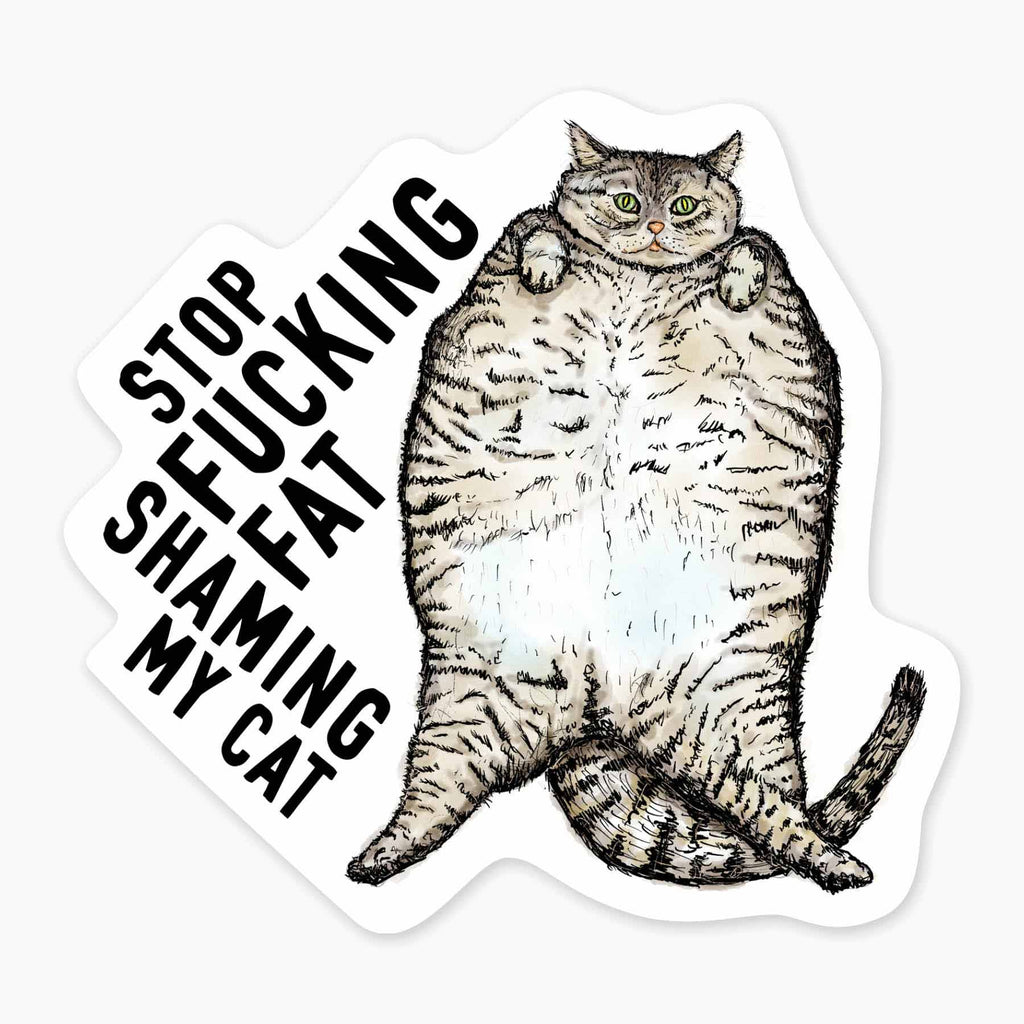 Fat Cat - 3" Art Sticker - No Barcode