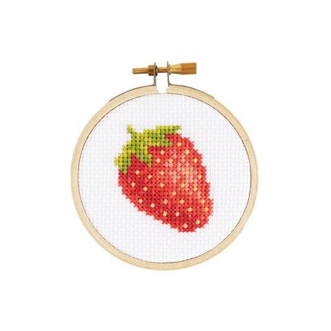 The Stranded Stitch - Strawberry DIY Mini Cross Stitch Kit