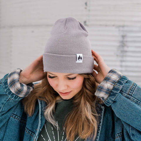 The Montana Scene - Three Tree Foldover Beanie- Grey