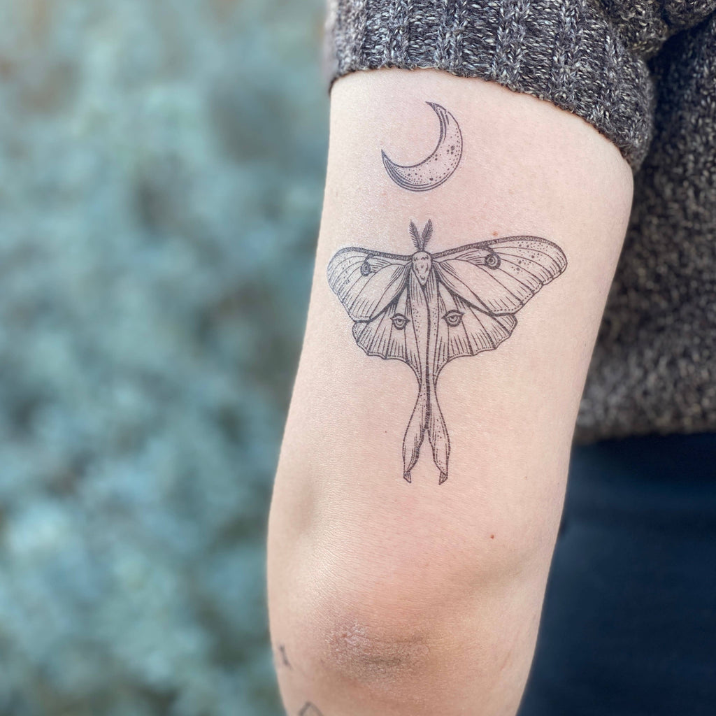 Neo traditional lunar moth tattoo  Moth tattoo Traditional moth tattoo  Tattoos