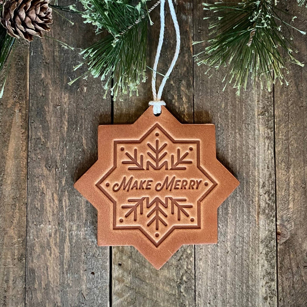 Sugarhouse Leather - Make Merry Snowflake Holiday/Christmas Ornament