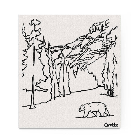 Corvidae drawings & designs - Walking Bear Swedish Dishcloth