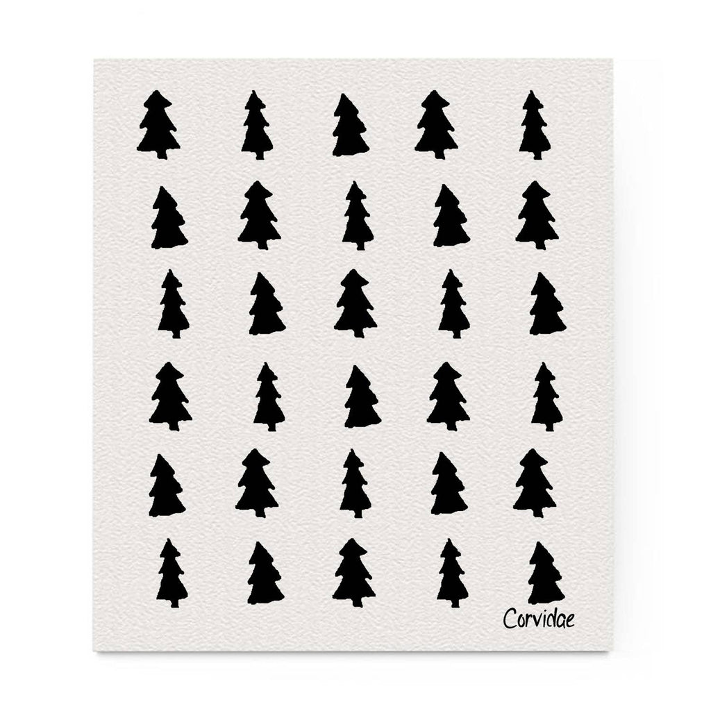 Corvidae drawings & designs - Pine Trees Swedish Dishcloth