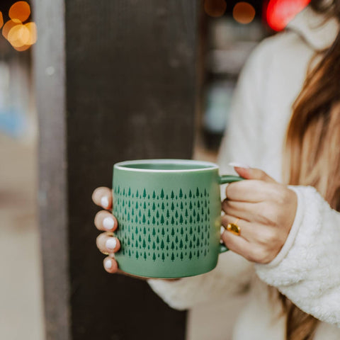 Pine Trees Ceramic Mug - Green