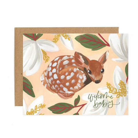 Welcome Baby Fawn Greeting Card