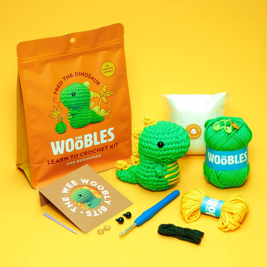 The Woobles - Fred the Dinosaur Beginner Crochet Kit – Woodfire Candle Co