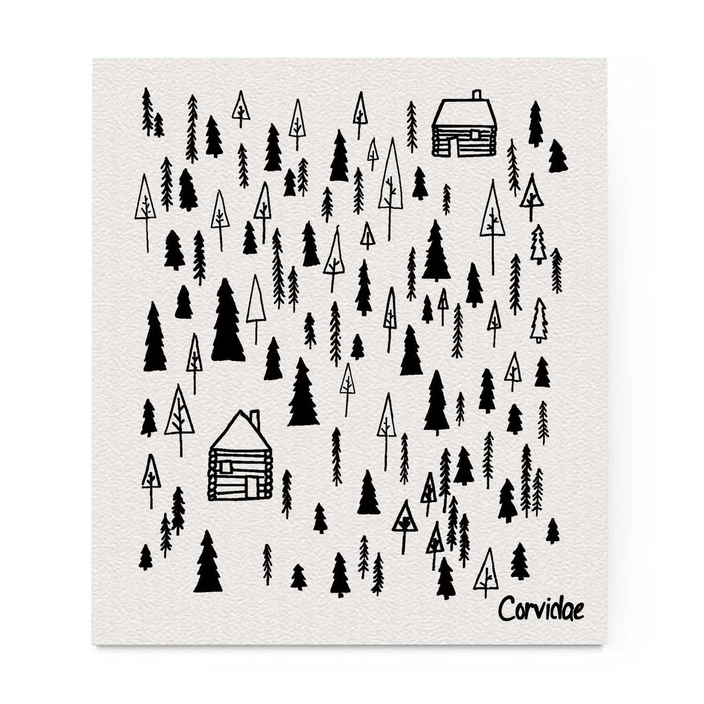 Corvidae drawings & designs - Cabin Swedish Dishcloth