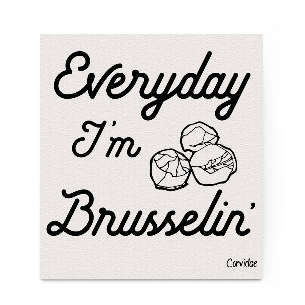 Corvidae drawings & designs - Everyday I'm Brusselin' Swedish Dishcloth
